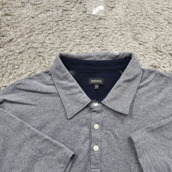 Buffalo David Bitton Men's Adult Size 2XL Polo Classic Gray Cotton Short Sleeve - Picture 5 of 8